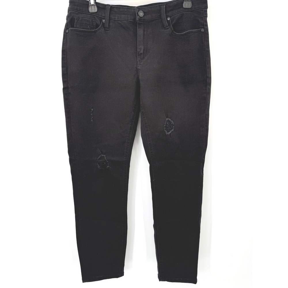 Buffalo David Bitton Jess Skinny Jeans Women 8/29 Black Rip & Repair Mid-Rise